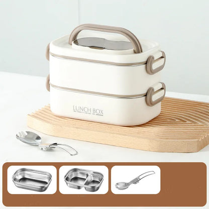 1500ml Double Layers Lunch Box With Insulation Bag Leak-Proof Bento Box