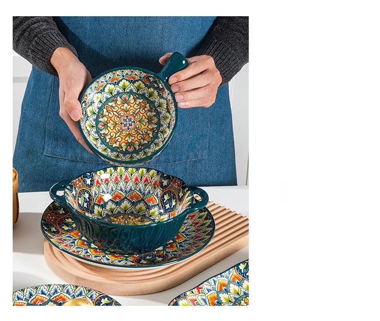 Bohemian Retro pattern Ceramic Dinnerware – Plates & Bowls