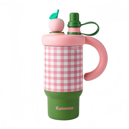 2025 New Extra large 800ML Insulated Thermos Travel Coffee Cup with Built-in Tea Container & Straw