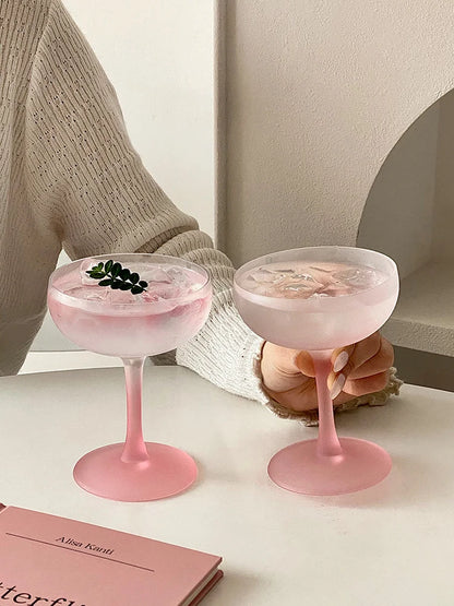Pink Frosted Highball Glass – Elegant Cocktail & Champagne Glass
