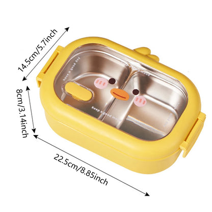 2 compartments stainless steel cute Bento box-Lunch box