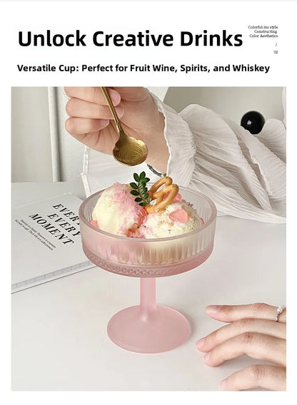 Premium Pink Frosted Highball Glass – Elegant Cocktail & Champagne Glass