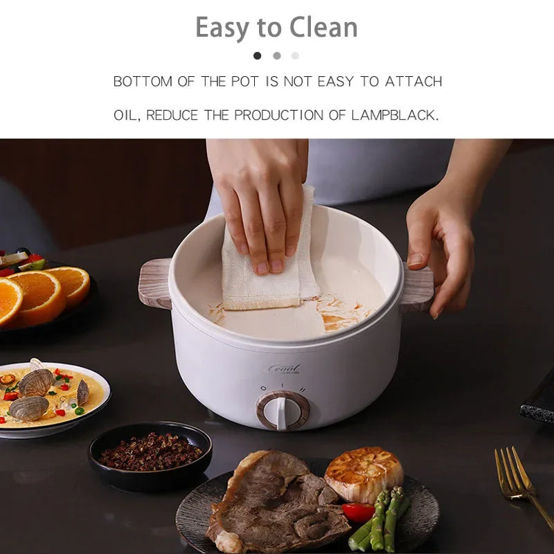 1.5L Multifunction Mini Electric Cooking Hot Pot with Food Steamer