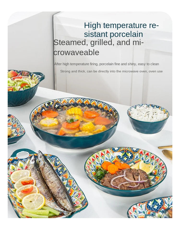 Bohemian Retro pattern Ceramic Dinnerware – Plates & Bowls