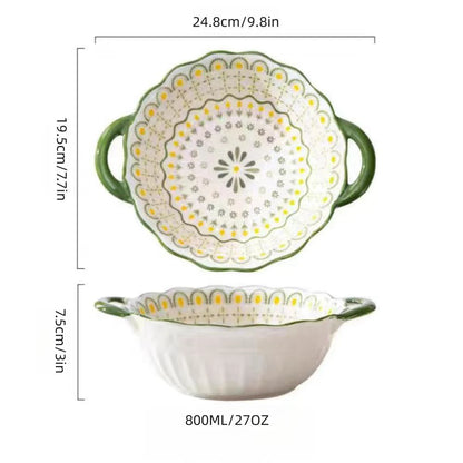 Large Capacity Ceramic Soup Bowl with Handle – 1L