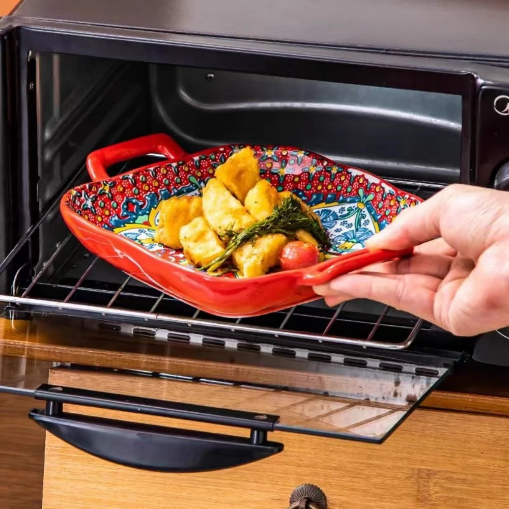 Bohemian Style Ceramic Plate – 9 Inch Pasta, Salad & Food Dish