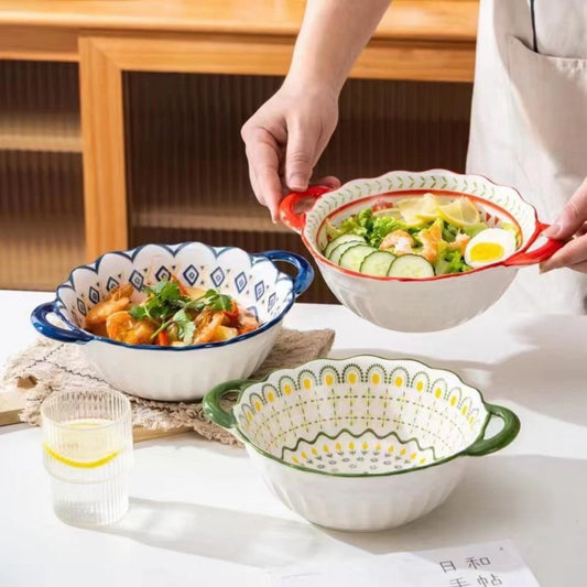 Large Capacity Ceramic Soup Bowl with Handle – 1L