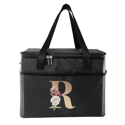 personalized gold letter printing picnic Bag Portable Lunch Bags Insulated Cooler Bag