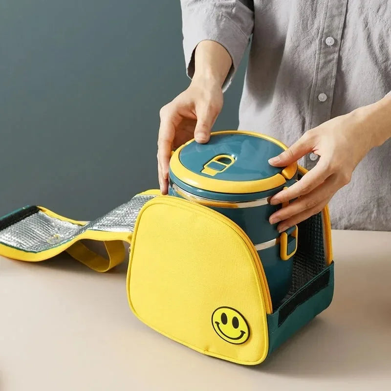 Portable Lunch Box  Bento Thermos Containers with Bag