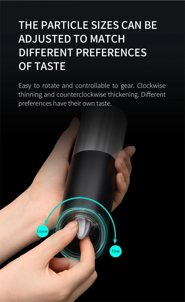 Electric Salt & Pepper Grinder – Gravity Automatic Spice Mill with LED Light