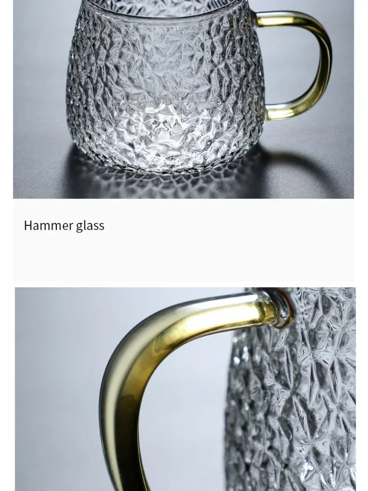 350ml / 400ml Hammer Pattern Coffee & Tea Cup – Heat Resistant Glass Mug