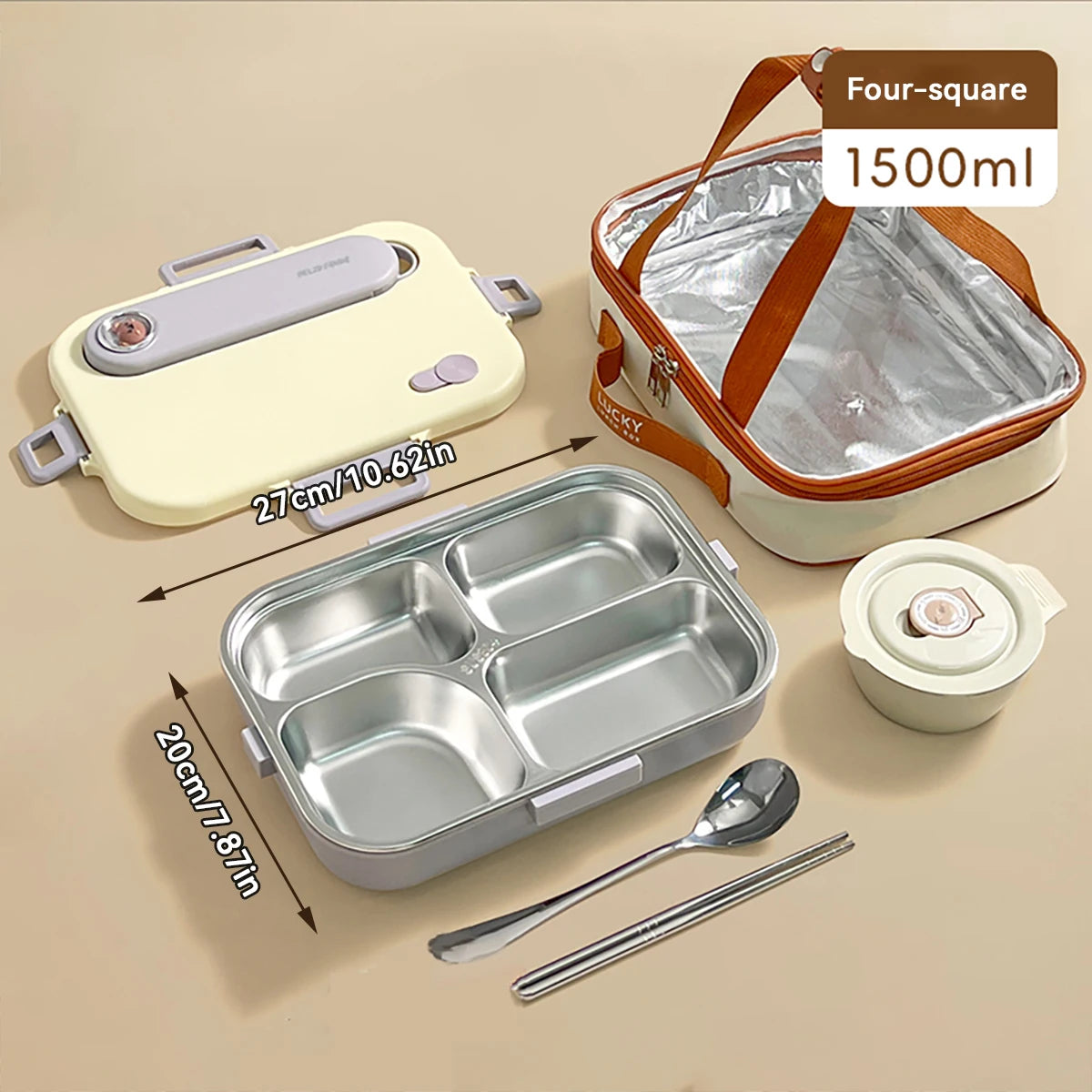 FREE SHIPPING! HOT DEAL the ultimate combo! Complete Set lunch box Includes cutlery, soup container  and insulated lunch bag.