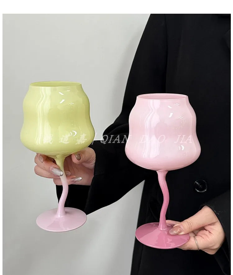 Cute & Creative Macaron Colored Glass – High-Footed Aesthetic cocktails glass  🌸✨