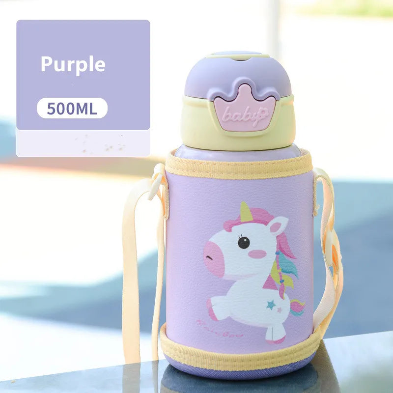 500ML Kids Thermos Bottle with Strap & Carry Bag