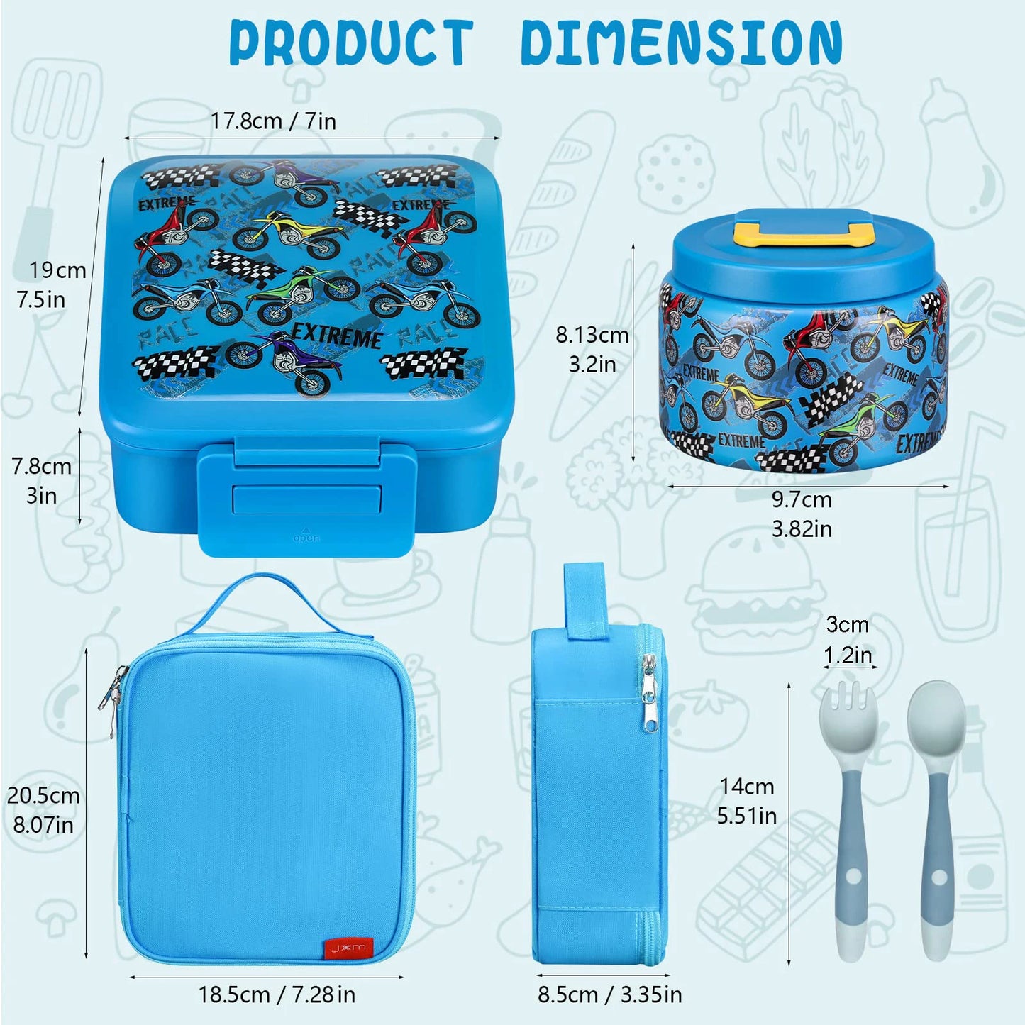 Kids Lunch Box Set with insulated bag – more choice of colour