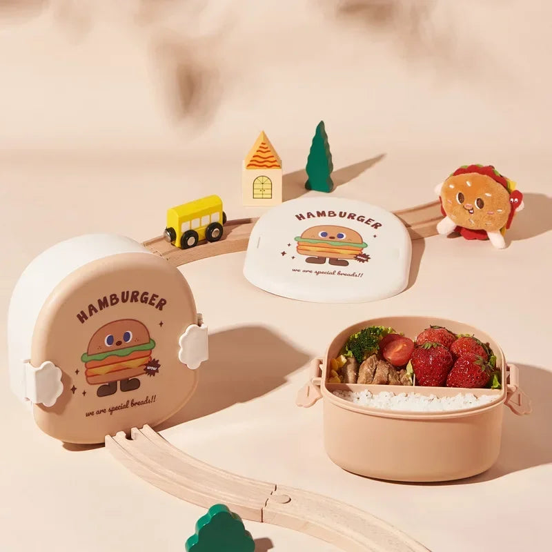 Kids Creative Lunch Boxes-hamburger, fries, and toast shapes