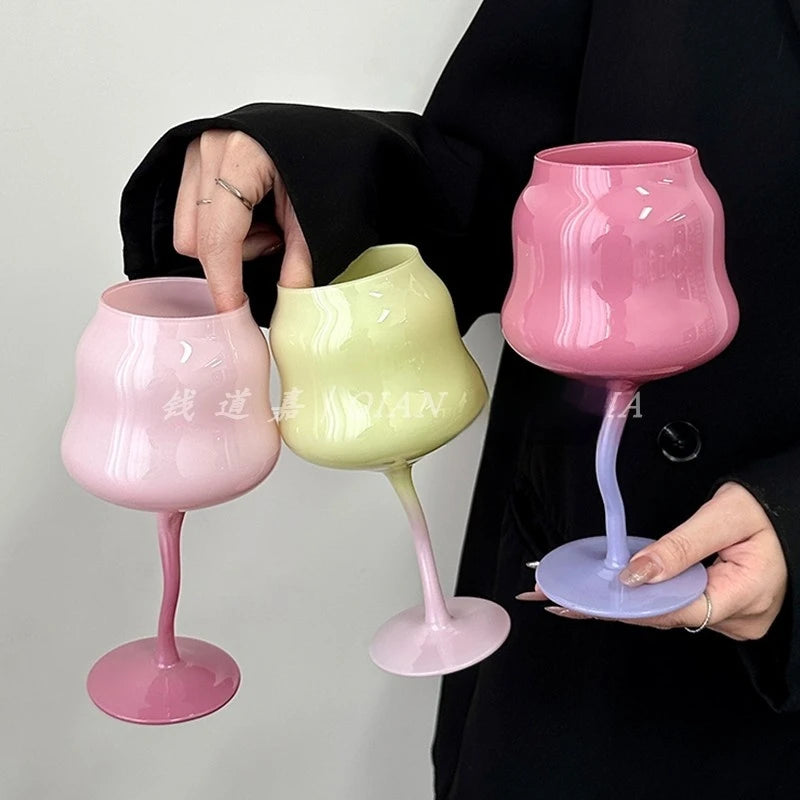 Cute & Creative Macaron Colored Glass – High-Footed Aesthetic cocktails glass  🌸✨