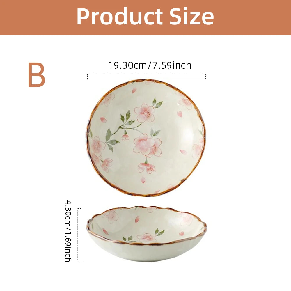 Beautiful Ceramic Pottery Bowl – Floral Rustic Pattern with Handle (7.5 Inch)