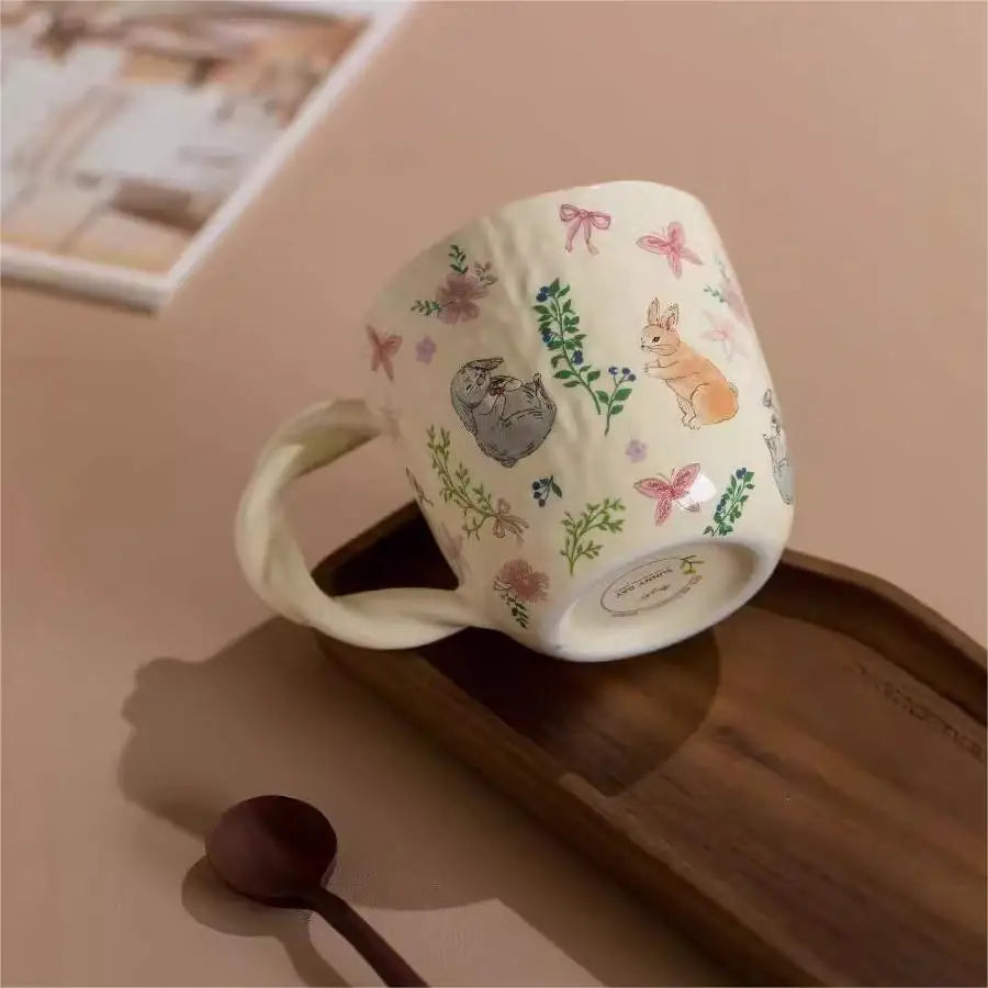 Cute Ceramic Cup with Creative Fried Dough Twist Handle