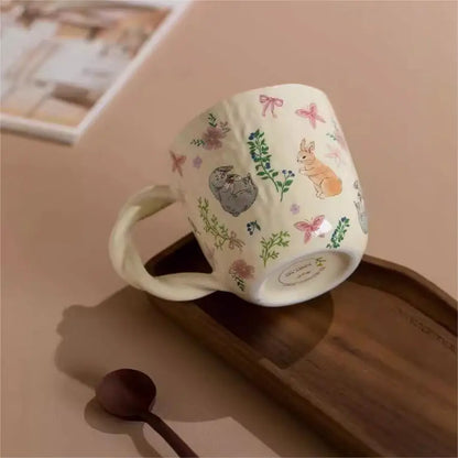 Cute Ceramic Cup with Creative Fried Dough Twist Handle
