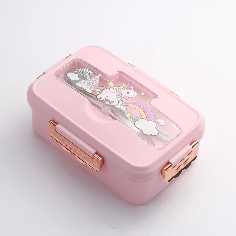 Cute Kids Lunch Box with multiple Compartments and cutlery set