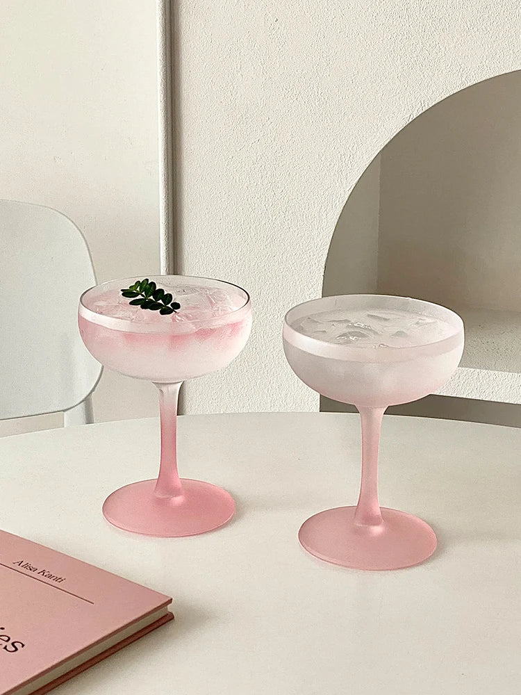 Pink Frosted Highball Glass – Elegant Cocktail & Champagne Glass