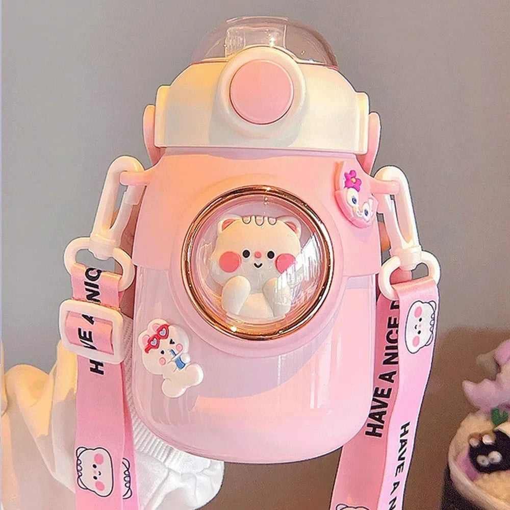 Thermos bottle-Thermal Insulated Bottle with build-n straw and strap