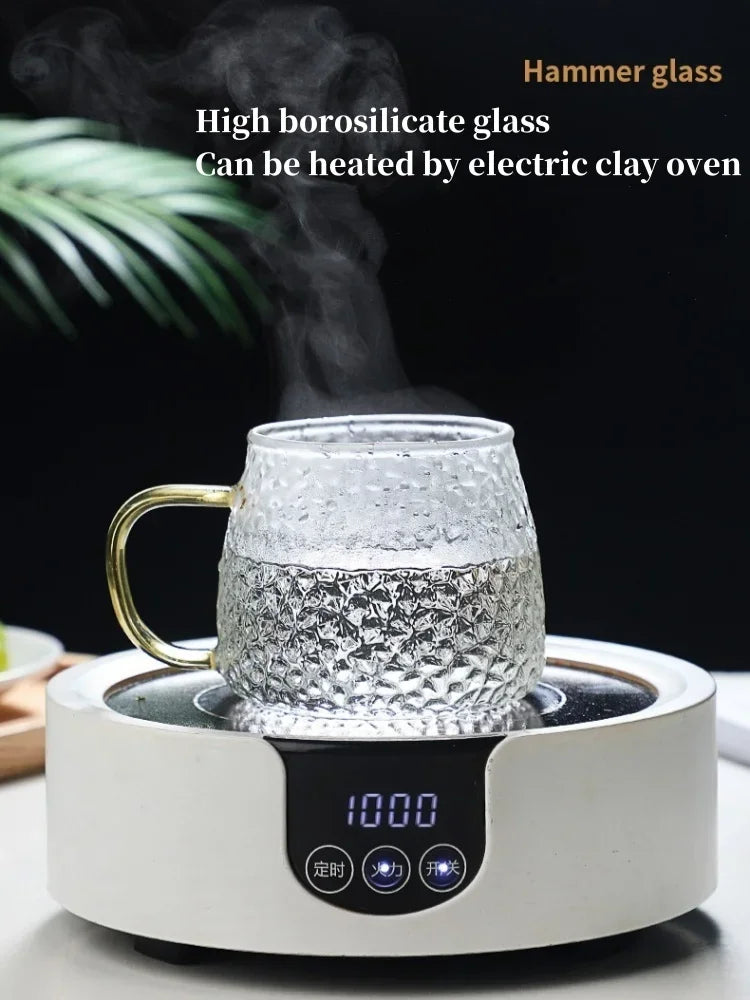 350ml / 400ml Hammer Pattern Coffee & Tea Cup – Heat Resistant Glass Mug