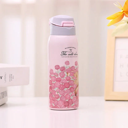 Cute printed Kids Insulated water bottle with straw