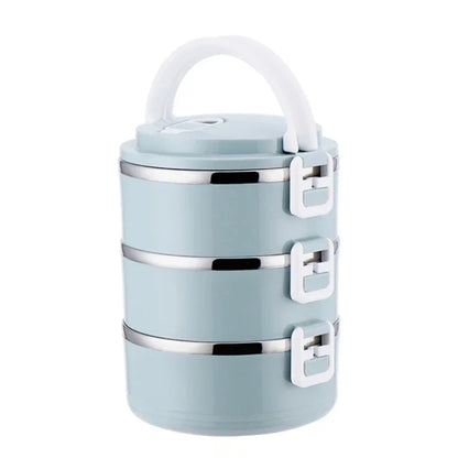 Multi-layer Thermal Lunch Box Stackable Round Metal Stainless Steel container