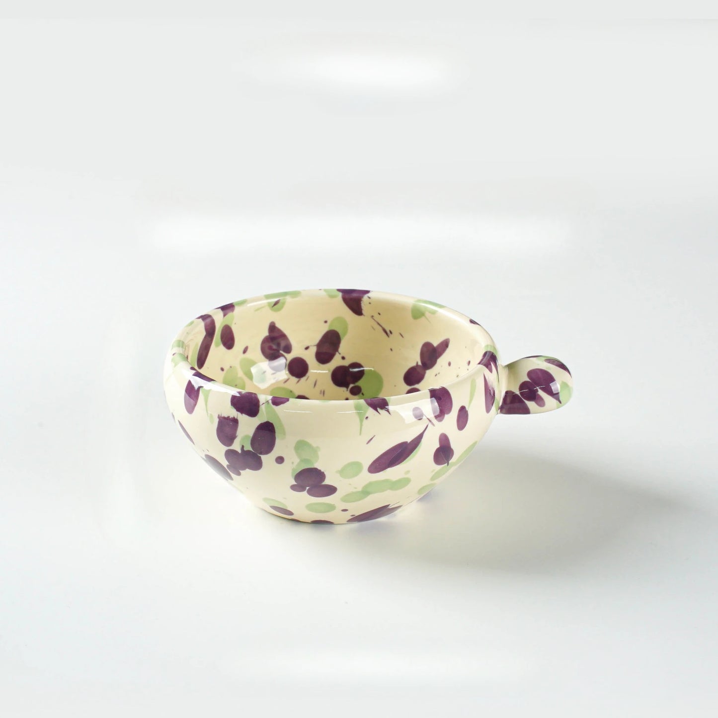 Unique Colorful Ink-Splashed Ceramic Bowl- cup with Handle