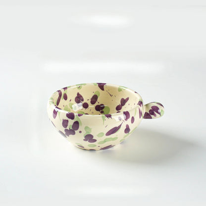 Unique Colorful Ink-Splashed Ceramic Bowl- cup with Handle