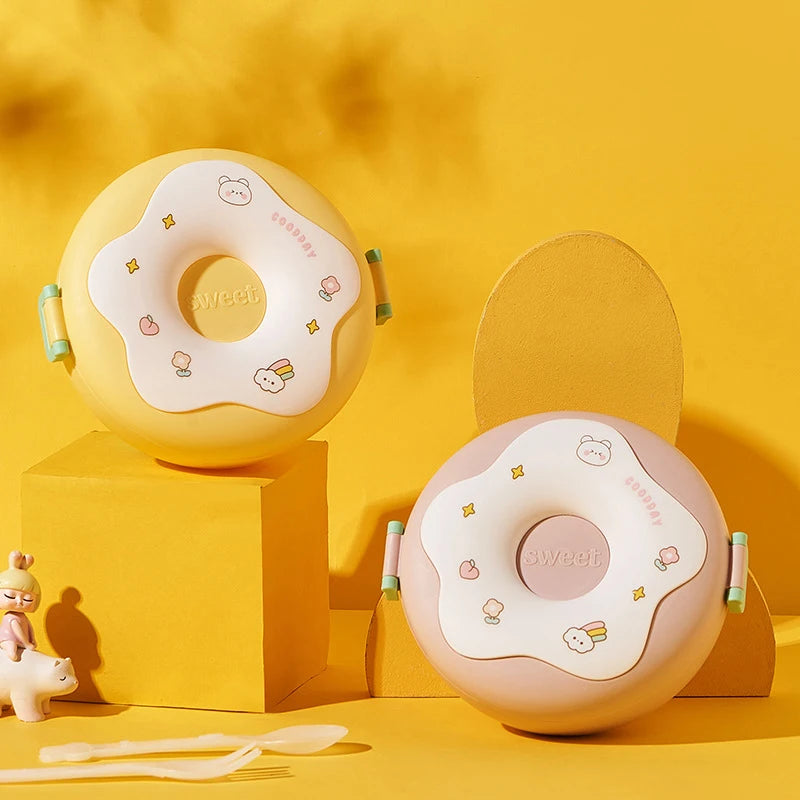 Cute Donut Shape Lunch Box – 3 Compartments