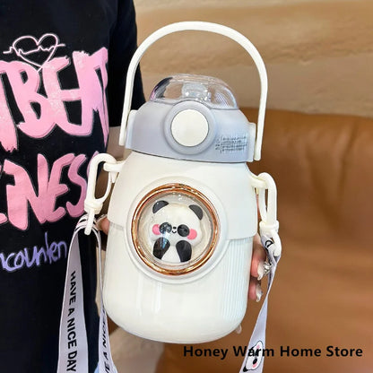 Thermos bottle-Thermal Insulated Bottle with build-n straw and strap