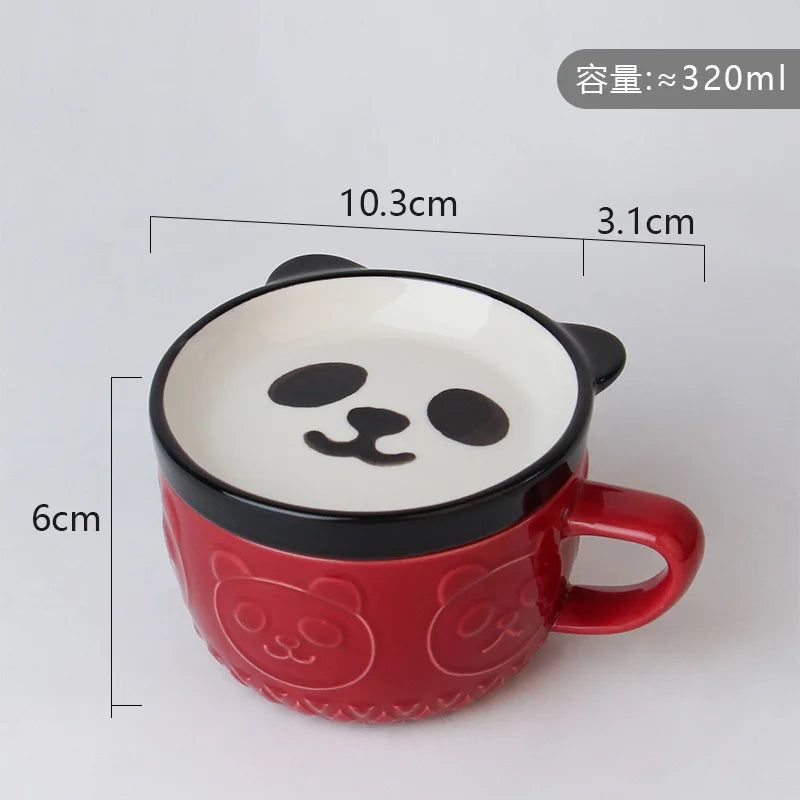 Japanese Cartoon Cat Coffee Cup with Cover – 300ml Ceramic Mug