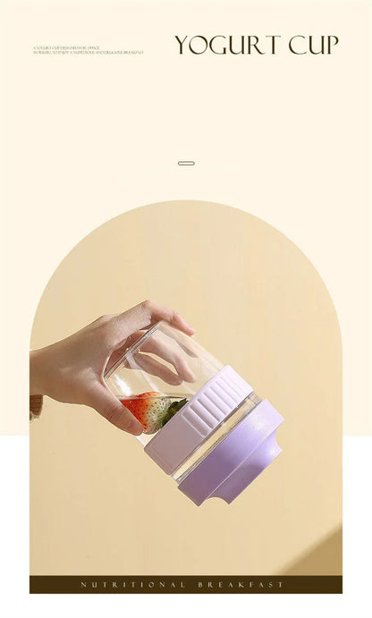 Portable Breakfast Cup with Spoon — Oatmeal, Cereal, Yogurt- On-the-Go Food Container