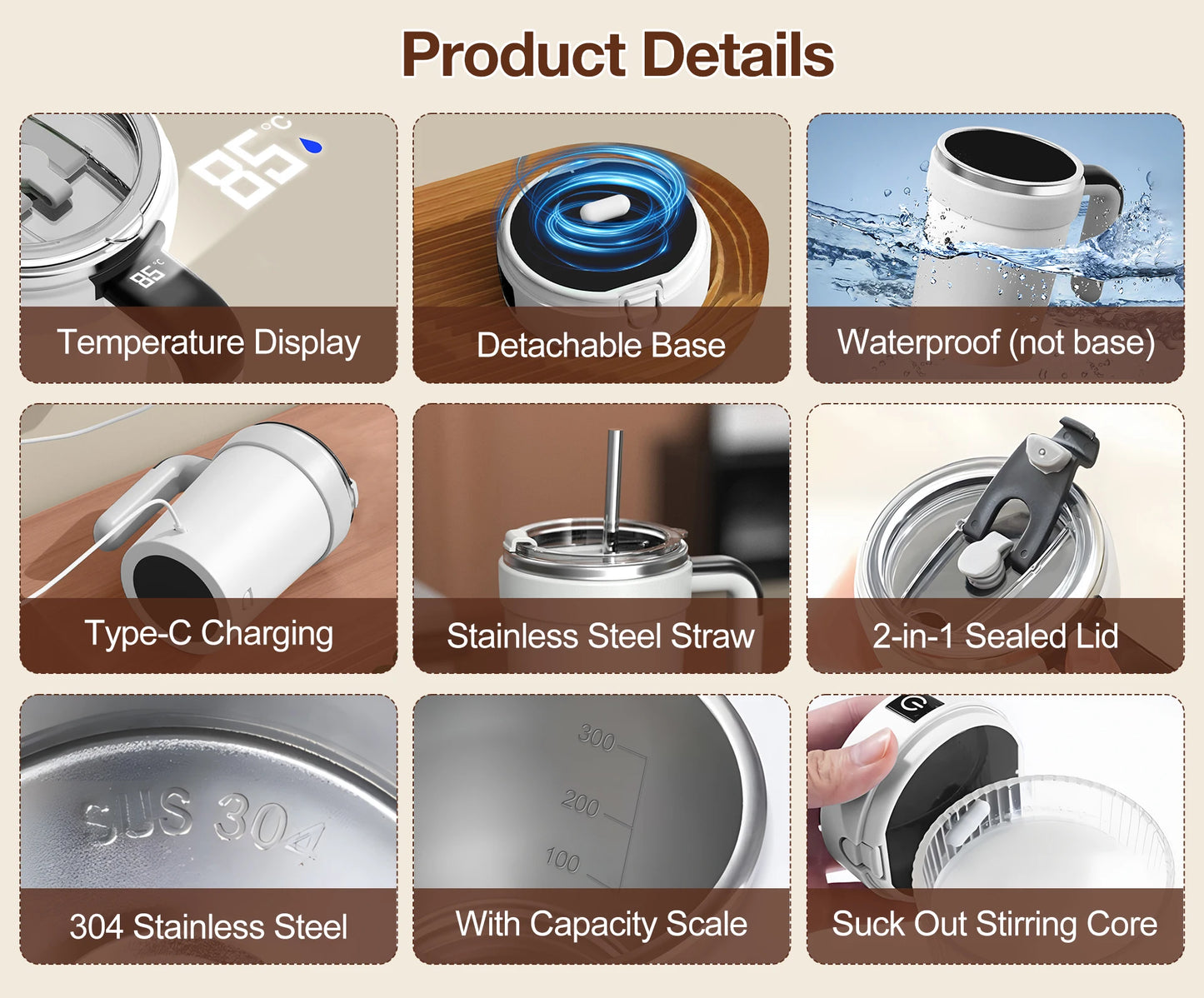 Rechargeable Electric Stirring Mugs Magnetic Mixer Coffee Mug
