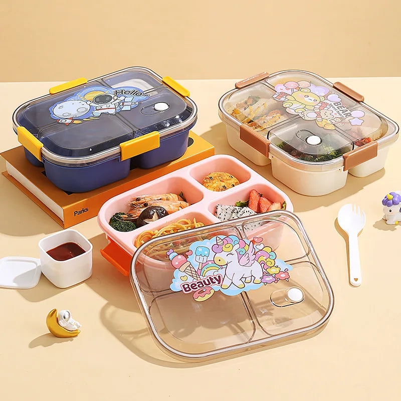 4 Compartments Leakproof Bento Lunchbox for School
