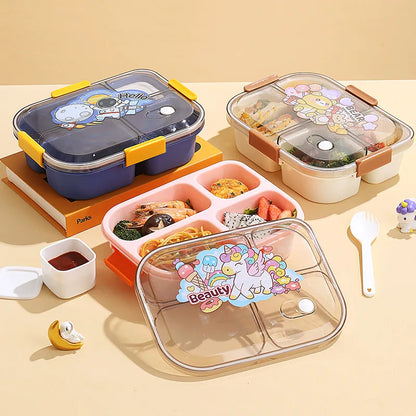 4 Compartments Leakproof Bento Lunchbox for School