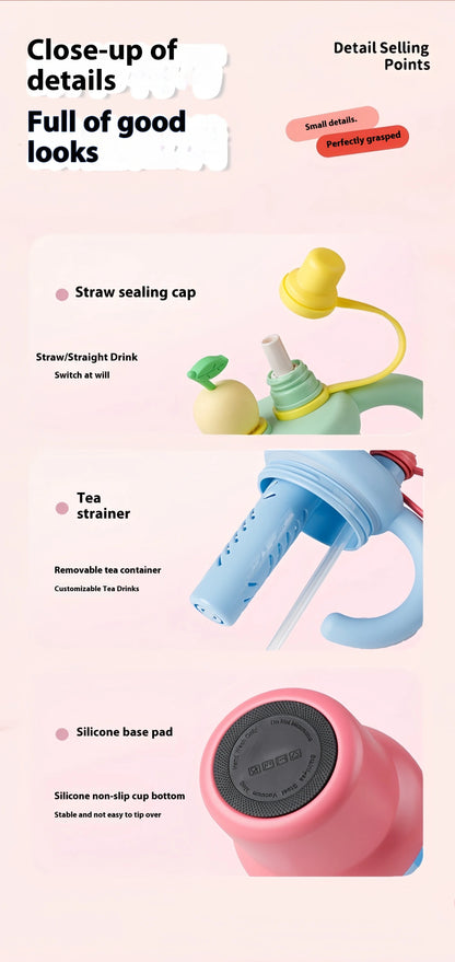 2025 New Extra large 800ML Insulated Thermos Travel Coffee Cup with Built-in Tea Container & Straw