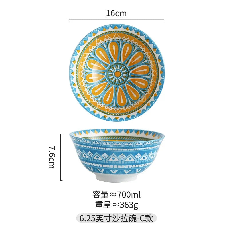 6.25-Inch Bohemian Ceramic Bowl – Unique design Soup & Salad Bowl