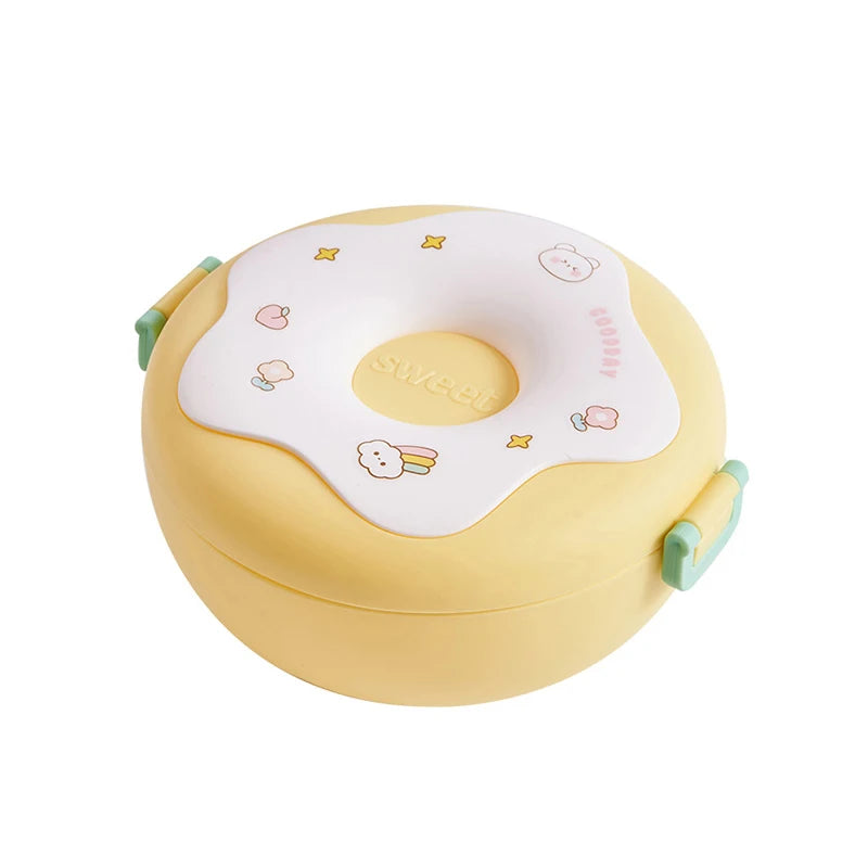 Cute Donut Shape Lunch Box – 3 Compartments