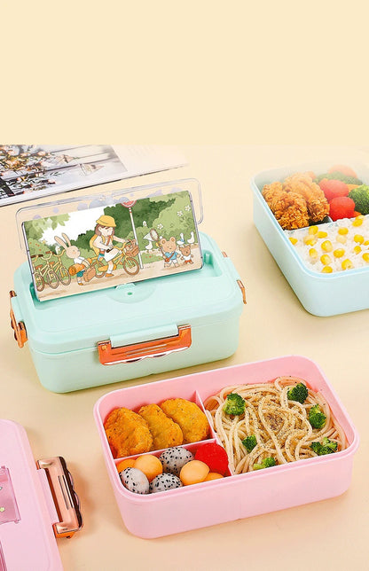 Cute Kids Lunch Box with multiple Compartments and cutlery set