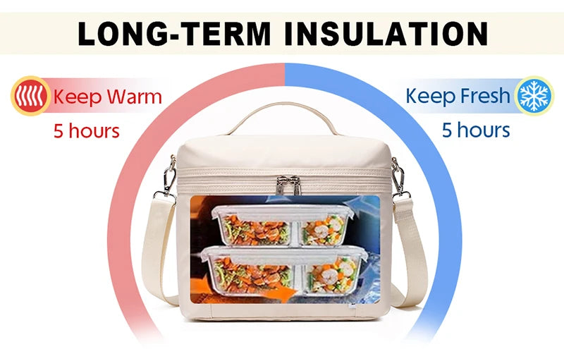 FREE SHIPPING! Insulated Lunch Bag With Shoulder Strap Portable Picnic Bag