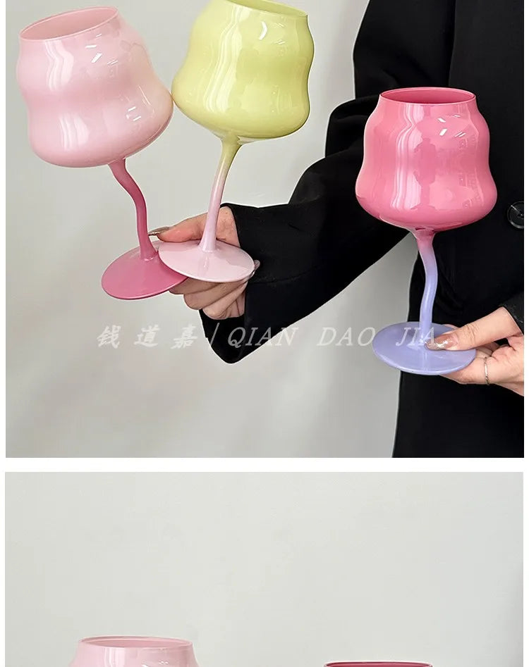 Cute & Creative Macaron Colored Glass – High-Footed Aesthetic cocktails glass  🌸✨