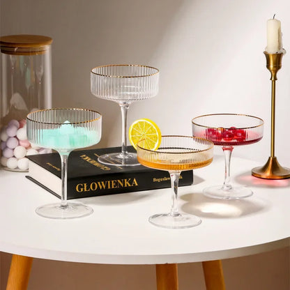 Elegant Cocktail Martini Glass with Gold Rim – Drinkware or Dessert Cup