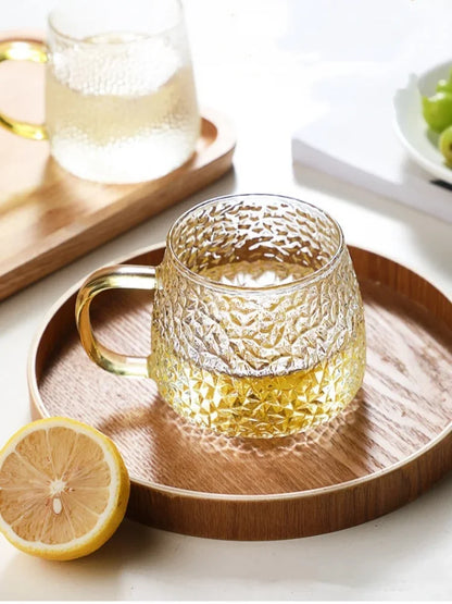 350ml / 400ml Hammer Pattern Coffee & Tea Cup – Heat Resistant Glass Mug