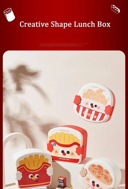 Kids Creative Lunch Boxes-hamburger, fries, and toast shapes