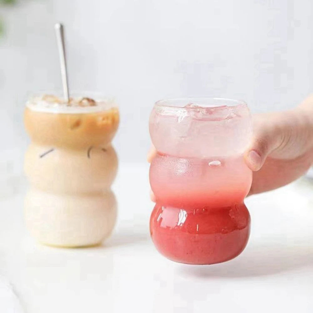 350/500/550/750ML Can-Shaped Glass Cups with Bamboo Lids & Glass Straws