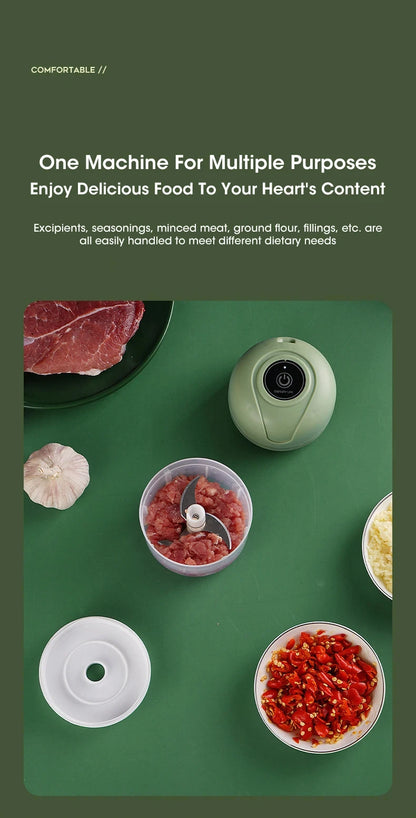 250ml Garlic Masher Crusher Electric Kitchen Food Chopper USB Portable